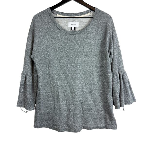Current/Elliott The Ruffle Sleeve Sweatshirt Gray - 1 Small - Picture 1 of 7